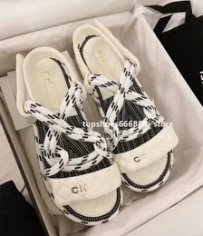 2023 New Designer Sandals Woman Channel Braided Rope with Traditional Casual Gladiator Fashion Brand Slide Women Summer Shoes