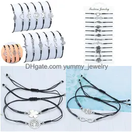 Catena 12Pc/Set The Heart Of Love Bracciale intrecciato regolabile Set Girl Boy Couple Drop Delivery Otpfw