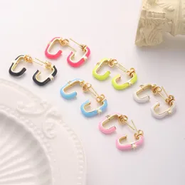 Brincos Stud 2023 Candy Colors Esmalte Expoxy Party Jewelry For Women Girl Gold Color CZ Zircon Ladies Gift Birthday