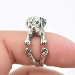 Cluster Rings Cute Little Labrador Dog Metal Animal Anel Ajustável Para Mulheres E Homens Crianças Jóias Presente