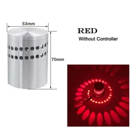 RGB Spiral Delik LED Duvar Lambası 3W Demirabilen Spiral Lamba Uzaktan Kumanda Yüzey Montaj Mini Işık Oyun Odası Çubuğu