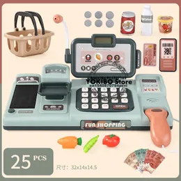 Elektroniska husdjur Kids Shopping Cash Register Toys Mini Supermarket Set Simulation Food Calculation Checkout Counter Preteny Play Toy in Chinese 230619