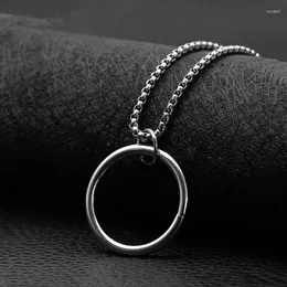 Pendant Necklaces Simple Big Round Necklace Stainless Steel Geometric Minimalist Circle Chain Jewelry For Women Men Collier