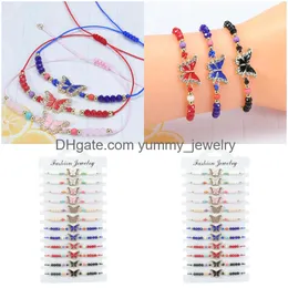 Charm Armband Summer 12pc/Set Colorf Butterfly Girl Hand Act Rollen som Armband Party Girls Justerbara flätade Set Drop Deli Otyrp