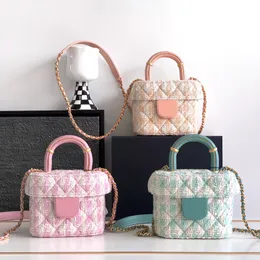 Spegelkvalitet kosmetisk väska designer crossbody väska tweed stickning väska mode grönsak korg väska klassiker på tygväska handtag kanal väska lagringslåda kedja dam