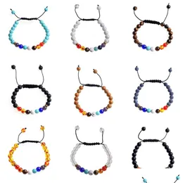 Braccialetti con sette chakra in rilievo Uomini e donne Personalità della moda Aromaterapia Diffusore di olio essenziale Bracciale Corda intrecciata Goccia Deliv Dhlhi