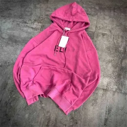 Kvinnors hoodies tröjor designer 2022 Högkvalitativt nytt specialerbjudande Fire Dragon Fruit Color Hoodie Fall Style Loose Shoulder Version Lazy Wind Rose Red Quality