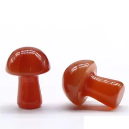 Lösa ädelstenar 20mm svampformad ädelstenstaty Figurin snidade Carnelian Stone Mushrooms Crafts for Healing Chakra Reiki NC Dhu9x