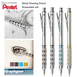 Ołówki Pentel Graphgear 1000 mechaniczny ołówek metalowy pręt metalowy Niski środek grawitacji Wyszywa się NIB szkic ołówkowy 0,3 0,5 0,7 0,9 mm 230620