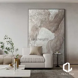 Ręcznie robione abstrakcyjne malarstwo olejne Nowoczesne sztuki ścienne na płótnie minimalistyczna gruba konsystencja luksusowy mural do wystroju salonu bezszrzerości L230620