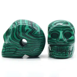 Pietre preziose sciolte 2M Malachite naturale Skl Head Statue Intagliato a mano Gemma Scheletro umano Figurine Pietra curativa Reiki Per H Dhofu