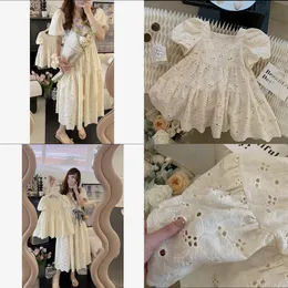 Family Matching Outfits Summer ParentChild Lace Dress Korean Style MotherDaughter Outfit Fashionable Breathable SkinFriendly Edging 230619