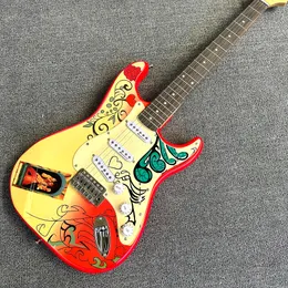Guitarras vermelhas personalizadas de Jimi Hendrix Monterey Tribute Hendrix Monterey Guitarra elétrica China ST Rare Guitars String Thru Body