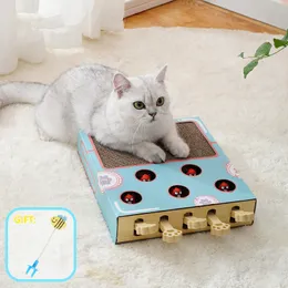 Interesting Cat Scratching Board cats Interactive Toy Chase Hunt Mouse with Scratcher Funny Cat Stick Cat Hit Gophers Tease Toy