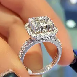 Ihålig aaaaa zirkonring Vitt guldfylld förlovningsbröllop band ringar för kvinnor män lovar fingerfest smycken gåva