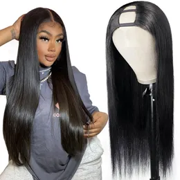 Straight U Part Wig Remy Human Hair Wig GluelessU Shape Wigs For Black Women 10-30 Inch