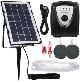 Pompy powietrzne Akcesoria Zestaw pompy energii słonecznej Zestaw Sprzęt natleniania USB Woda stawowa do akwarium ogród akwarium 230620