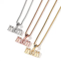 Pendant Necklaces Hip Hop 5A CZ Stone Paved Bling Iced Out Little Feet MOM Pendants For Men Women Unisex Family Charm Jewelry