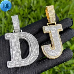 Hip Hop Diamond Letter Pendant Mens Full Diamond Necklace Personlig trendbrevnummer Mässing Zircon Pläterad 18K True Gold Necklace Pendant Free Frakt