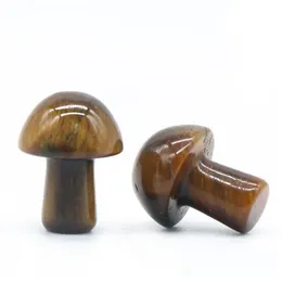 Pedras preciosas soltas 20 mm em forma de cogumelo estátua de pedra preciosa estatueta esculpida pedra olho de tigre cogumelos artesanato para cura chacra reiki nc dh9su