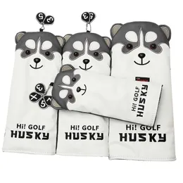 Other Golf Products Cute Husky Drivers Hood Cartoon Animal #1 #3 #5 #7 Forest PU Leather Dust Cover 230620