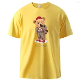 Magliette da uomo Fashion Teddy Bear Taking Your Po Shirt Uomo Basic Cotton Maniche corte Traspirante Trend Streetwear Maglietta classica Harajuku