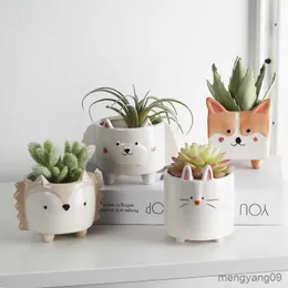 Planters Pots Ceramic Flower Pot Cartoon Animal Plant Macetas balkongdekorationer Vaso Suculenta Planter Vertical Garden Pots Söt blomkruka R230620