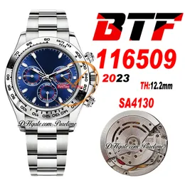 BTF Better SA4130 Automatik-Chronograph Herrenuhr, blaues Index-Zifferblatt, Strichmarkierungen, 904L Oystersteel-Armband, Super Edition, Reloj Hombre 2023 Uhren Puretime D4