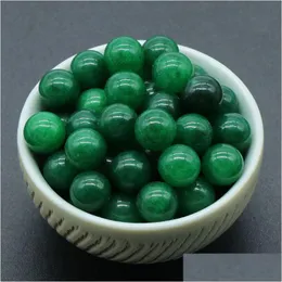 Loose Gemstones Natural 8/10/16/18/20Mm Green Agate Nonporousball Round Gemstone Crystal Ball Diy Nonporous Stone Beads Drop Deliver Dhykk