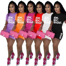 Roupas de grife femininas agasalhos manga curta conjunto de duas peças camiseta com estampa de letras shorts roupas esportivas tamanho grande 3xl 4xl 5xl