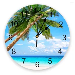 Orologi da parete Coconut Tree Beach Orologio 3d Design moderno Arredamento casa colonica Cucina Decorazione soggiorno rotonda in PVC vintage