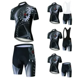 Conjunto de camisas de ciclismo de tecido de malha elástica de secagem rápida manga curta camisas de ciclismo respiráveis para homens, preto2