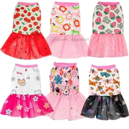 Dog Dresses for Small Dogs Lightweight Cooling Dog Dress Fruit Pattern Soft Breathable Doggie Pet Dog Clothes for Spring Summer Hawaii Puppy Princess Dresses S A759