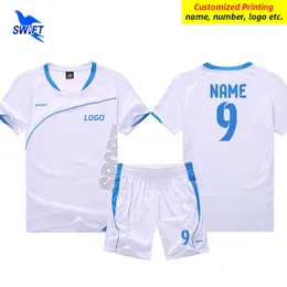 Andra sportartiklar Mens Boys Football Jersey Suit Team Sport Training Soccer Jersey Set Kids Custom Name Nummer Dreable Short Sleeve Sats 230620