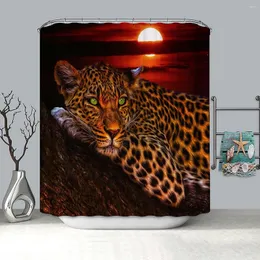 Duş Perdeleri Afrika leopar baskılı desen 180x180/150cm perde kaide halı kapak tuvalet kapağı mat kaymaz banyo set banyo