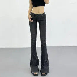 Jeans da donna TVVOVVIN Estate INS Style Vita bassa Pantaloni svasati Pavimento esteso Sweeping Spicy Girls Versatile Off Old 26YR
