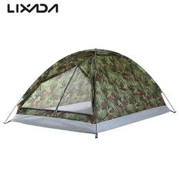 Barracas e abrigos Barraca de acampamento para 12 pessoas Camada única portátil Camuflagem ao ar livre com proteção UV Abrigo solar ultraleve Pesca Caminhadas Tendas 230619