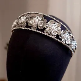 Haarspangen, glänzend, voller Kristall, Bräute, Tiaras, Kopfschmuck, Perlen, Blumenform, Braut-Haarbänder, Hochzeits-Accessoire