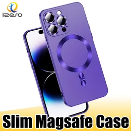 Ultra Slim Magsafe Back Case CD Tekstura Pierścień Magnetyczna okładka telefoniczna dla iPhone'a 15 14 13 12 11 Pro Max XR 8 Plus Izeso