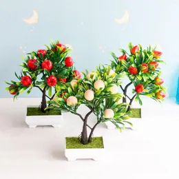 장식용 꽃 16heads 인공 과일 복숭아 오렌지 딸기 석류 크리스마스 할로윈 파티 홈 장식 가짜 나무 식물
