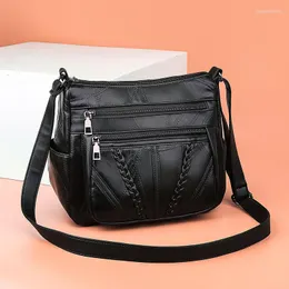 Kvällspåsar kvinnor väska mode mamma axel crossbody multi-lagers rymd mjuk läder lyx designer handväska handväska messenger