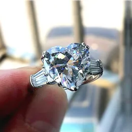 Heart Love Ring Ring Real White Gold wypełnione 5ct aaaaa cz stone zaręczynowe Pierścienie dla kobiet biżuteria mody mody