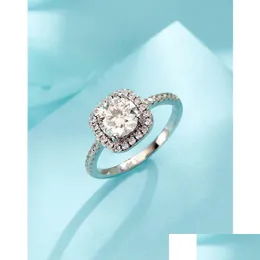 Pierścienie klastra marka s925 moissanite pierścień okrągły 1,0ct dla kobiet urodzin Diamond Wedding Gift upuść biżuteria Dhaty