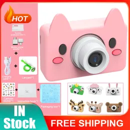 Toy Cameras Cartoon Child Selfie Camera Toy Multifunktionell Mini Digital Camcorder Portable med lanyard USB -laddning för barns semestergåvor 230619