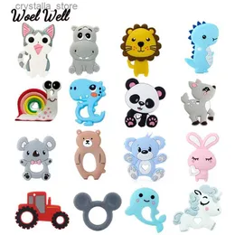 1Pcs Food grade Silicone Baby Teether infant Teething Toy Animal bear rabbit cat dinosaur Beads DIY hippo lion gift chewable