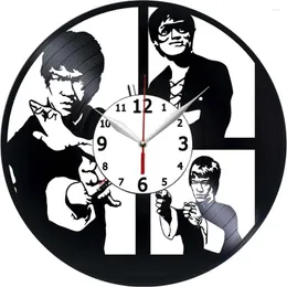 Väggklockor klocka kompatibel med Bruce Lee Records Art Room Decor Handmased Decoration Party Supplies Theme Birt