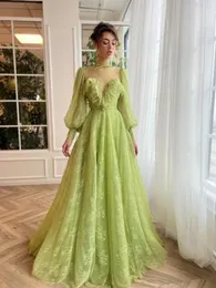 Party Dresses High Neck Green Lace Long Hermes A Line Formal Gown Custom Made Keyhole Back Evening Prom