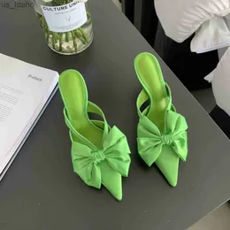 Kapdy 2023 NOWOŚĆ KOBLETOWE KOBIETY Slipper Modna Moda Pointes SLAP TOE On Ladies Mules Buty Eleganckie cienkie sandał na wysokim obcasie J230620