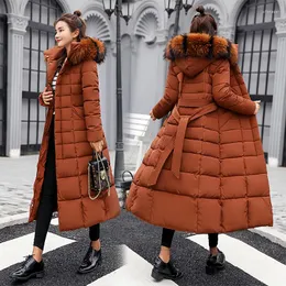 Trench Coats Feminino Feminino Inverno X-Long Jacket Thick Down Cotton Padded Coat Roupas Quentes Coreano Slim Parkas Mujer 2023 LWL999