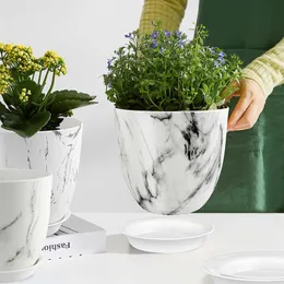 Fioriere Vasi buah pot bunga plastik baru marmer Nordik sederhana putih menebal lobak berdaging pot bunga tanaman dalam ruangan